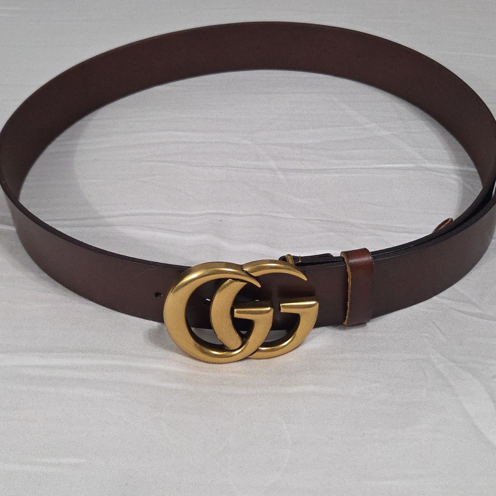Gucci Brown Leather Belt with Gold Double G Buckle - Picture 15 of 16